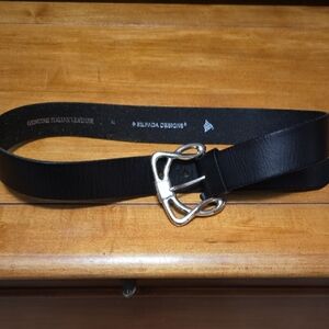 Silpada Black Leather Belt with Silver Buckle